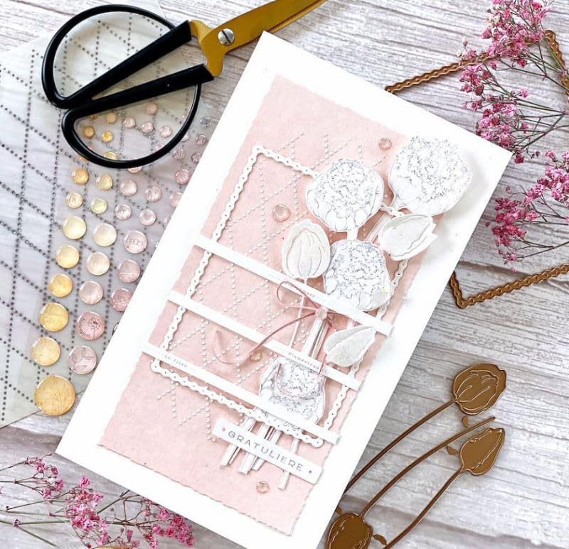 Lapoo Metal Cutting Die for Scrapbooking, 3D Backgrounds Frame New Cutting Dies DIY Album Card Making Decor Paper Craft Metal Die Cuts Party Wedding Decorations (3 Buds 4.5 x 1.7 in) - Image 3